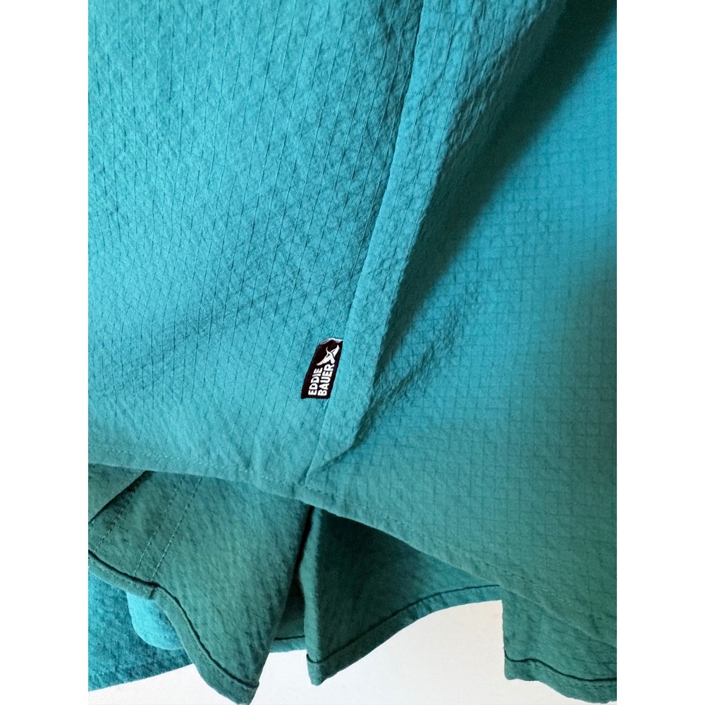 Eddie Bauer Women XL Teal Green Ripstop Hiking Shirt Long Sleeve Ventilated Back - Picture 4 of 14